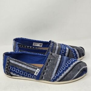 TOMS Classic Women's Canvas Shoes Alpargatas Size 8.5 Tribal Blue